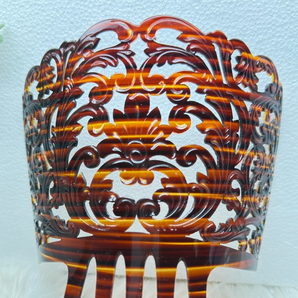 Vintage Tortoise Spanish Brown Mantilla Hair Comb - Picture 3 of 10